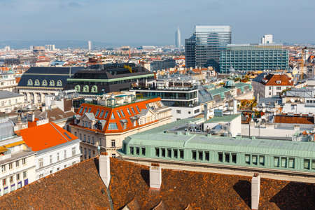 View from the tower of the St. Stephen's Cathedral, Vienna, Austriaの写真素材