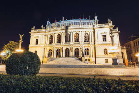Night view of The building of Rudolfiunum concert hall in Prague, Czech RepublicNight view of The building of Rudolfiunum concert hall in Prague, Czech Republicの写真素材