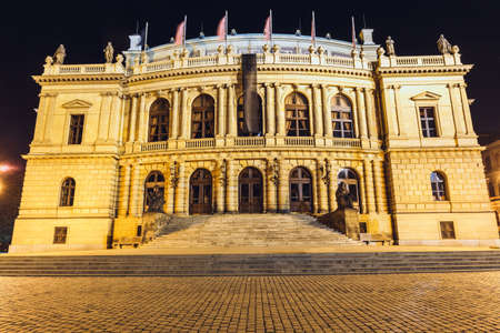 Night view of The building of Rudolfiunum concert hall in Prague, Czech RepublicNight view of The building of Rudolfiunum concert hall in Prague, Czech Republicの写真素材