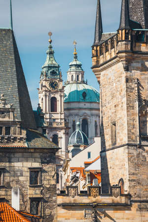 View of Charles Bridge in Prague, Czech Republic. No peopleの写真素材