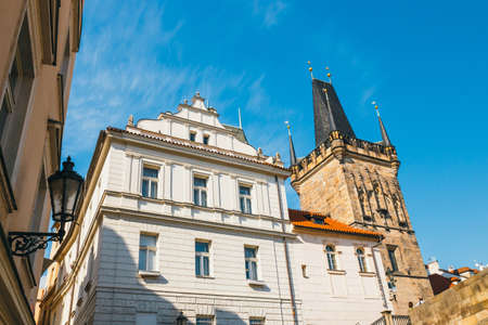 Architecture of historical center of Mala Strana in Prague. Prague is the capital of Czechia and a very popular touristic destinationの写真素材