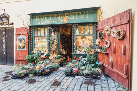 Prague, Czech Republic, September 30, 2017: Old and colorful streets in the old town of Prague, Czech Republicのeditorial素材