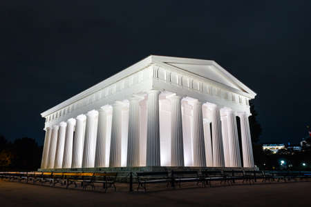 Volksgarten in Vienna at night, Austria. Neoclassical Theseus Templeの写真素材
