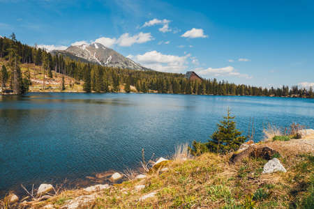 Strbske Pleso, beautiful lake in Tatra Mountains in Slovakiaのeditorial素材