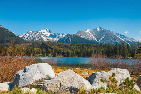 Strbske Pleso, beautiful lake in Tatra Mountains in Slovakiaのeditorial素材