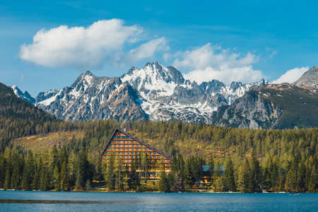Strbske Pleso, beautiful lake in Tatra Mountains in Slovakiaのeditorial素材