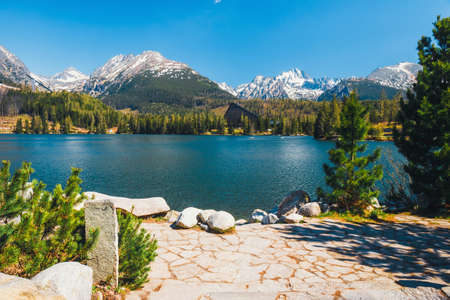 Strbske Pleso, beautiful lake in Tatra Mountains in Slovakiaのeditorial素材