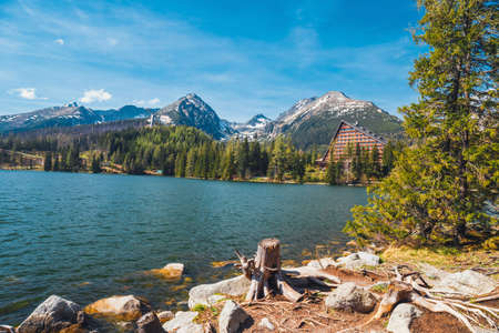 Strbske Pleso, beautiful lake in Tatra Mountains in Slovakiaのeditorial素材