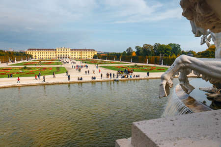 Vienna, Austria, October 14, 2016: Schonbrunn Palace in Vienna. Baroque palace is former imperial summer residence located in Vienna, Austriaのeditorial素材
