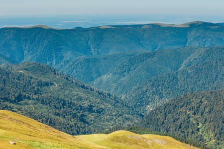 Beautiful mountain landscape of Parang Mountains in Romaniaの写真素材