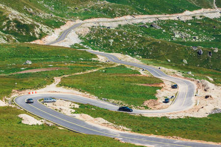 Winding and dangerous road in Parang Mountains in Romania