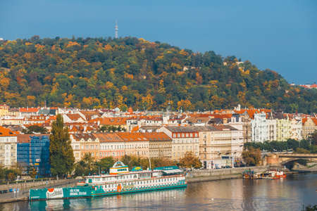 Prague, Czech Republic, October 01, 2017: View of Prague from the hill of Vysehrad fort, Czech Republicのeditorial素材