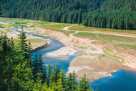 Vidra Lake is located in the Parang Mountains, Romania
