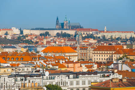 View of Prague from the hill of Vysehrad fort, Czech Republicの写真素材