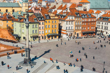 WARSAW, POLAND, 13 march 2016: Old town square in Warsaw in a sunny day. Warsaw is the capital of Polandのeditorial素材