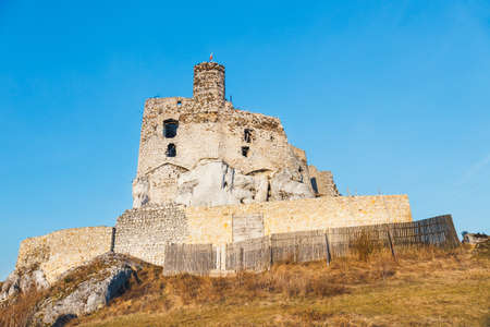 Ruins of medieval castle in Mirow, Polandのeditorial素材