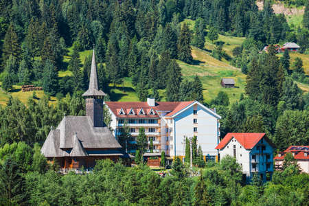 Small village in the Romanian Carpathians, summer season, Romaniaの写真素材
