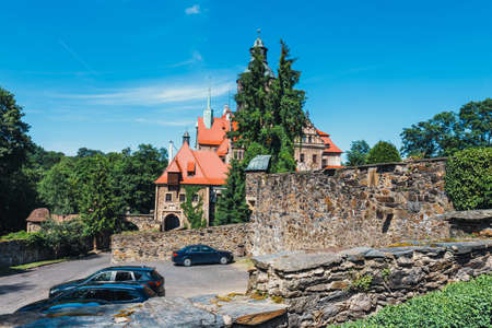 Czocha castle on blue sky in the background, Poland
