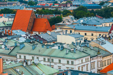 aerial view on the central square of Krakow, polandのeditorial素材