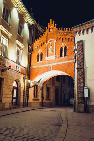 Czartoryski Museum in old town of Krakow at night, Polandのeditorial素材