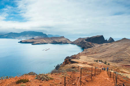 Cliffs at Ponta de Sao Lourenco, Madeira, Portugalの写真素材