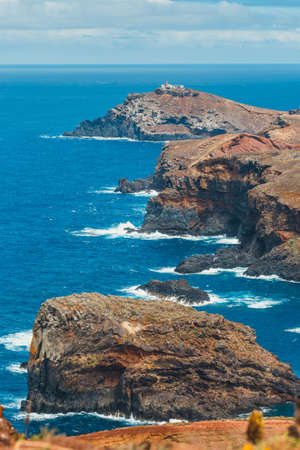 Cliffs at Ponta de Sao Lourenco, Madeira, Portugalの写真素材