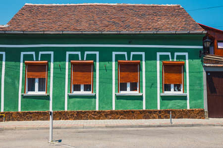Historical center of Medias, medieval city in Transylvania, Romaniaのeditorial素材