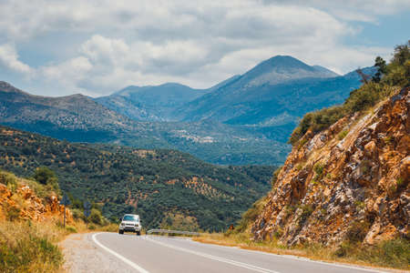 mountain landscape with road near Heraklion, Crete, Greece