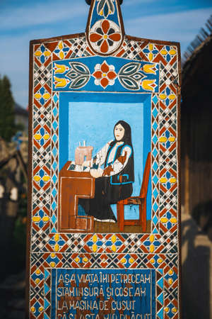 SAPANTA, ROMANIA - 04 JULY, 2015- The merry cemetery of Sapanta, Maramures, Romania. Those cemetery is unique in Romania and in the worldのeditorial素材