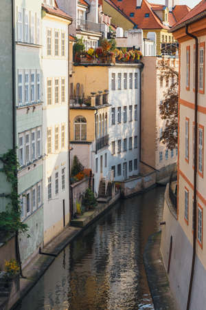 Vltava river and old downtown of Prague, the capital of Czech Republicの写真素材