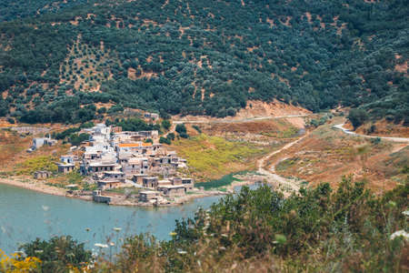 Sfendili is an abandoned and sunken village near the dam of Aposelemiの写真素材