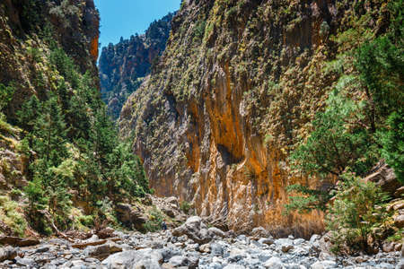 Hiking path through Samaria Gorge in Central Creteの写真素材