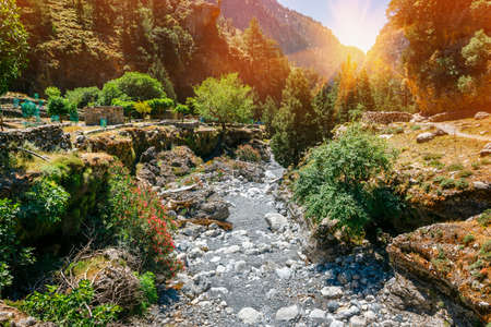 Hiking path through Samaria Gorge in Central Creteの写真素材