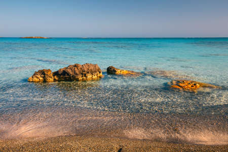 Elafonissi beach with pink sand on Crete Island, Greeceの写真素材