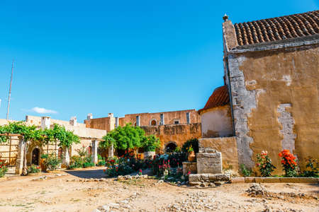 Gardens in the Basilica of Arkadi Monastery on Crete Island, Greeceの写真素材