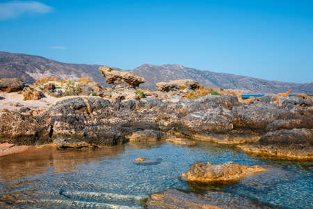 Elafonissi beach with pink sand on Crete Island, Greeceの写真素材