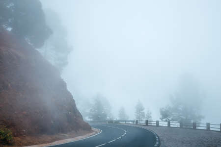 Winding and narrow road in Anaga Mountains, Tenerife, Spainの写真素材