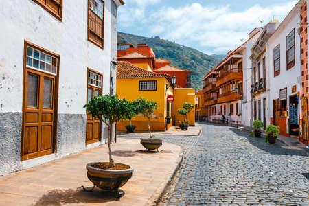 Garachico, Tenerife, Spain, June 08, 2015: Colorful buildings on the streets of Garachico, Tenerife, Canary Islands, Spainのeditorial素材