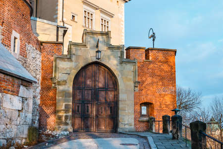 Architectural details of Wawel Castle in Krakow, one of the most famous landmark in Polandのeditorial素材