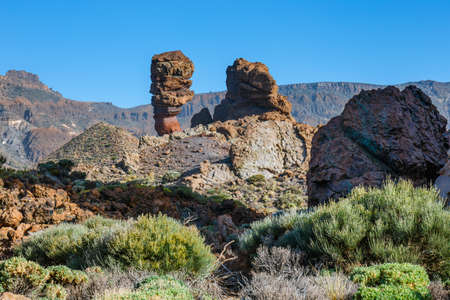 Roques de Garcia and El Teide Volcano, Tenerife Island, Spainの写真素材