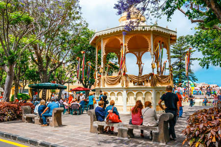 La Orotava, Tenerine, Spain, June 11, 2015: Unknown tourists visit La Orotava town, Tenerife, Canary Islandsのeditorial素材