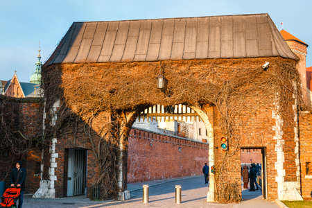 Krakow, Poland, January 14, 2018: Unknown people visit the  Wawel Castle in Krakow. Krakow is  one of the most famous landmark in Polandのeditorial素材