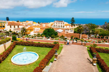 La Orotava, Tenerine, Spain, June 11, 2015: Unknown tourists visit the tropical botanical gardens in La Orotava town, Tenerife, Canary Islandsのeditorial素材