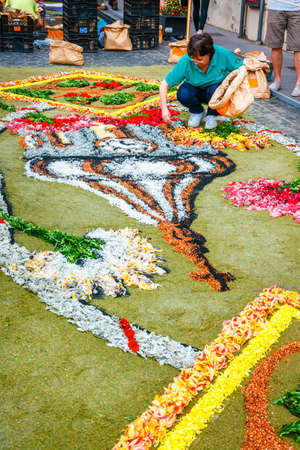 La Orotava, Tenerife, Spain - June 11, 2015: The celebration of Corpus Christi is one of the most deeply-rooted traditions in Tenerifeのeditorial素材