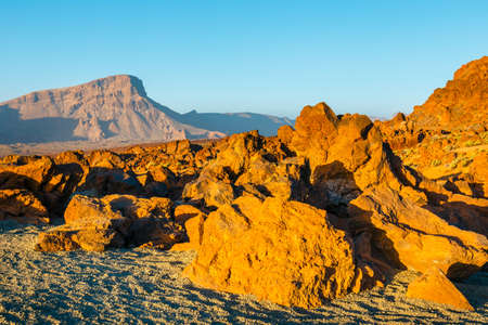 Sunrise in the caldera of El Teide volcano, Tenerife, Canary Islandsの写真素材
