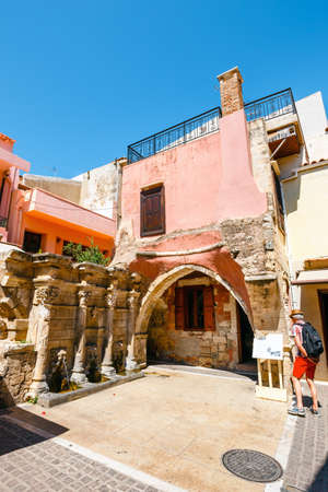Rethymno, Crete - 27 Maj, 2016 : Unidentified people visit historical center of Rethymno City on Crete, Greeceのeditorial素材