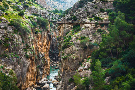 Caminito Del Rey - mountain path along steep cliffs in Andalusia, Spainの写真素材