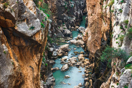 Caminito Del Rey - mountain path along steep cliffs in Andalusia, Spainの写真素材
