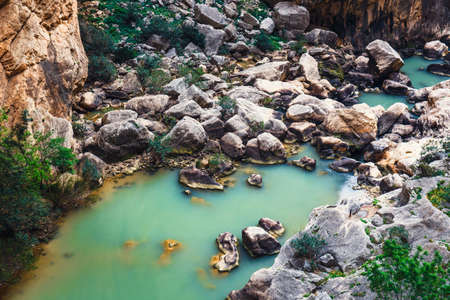 Caminito Del Rey - mountain path along steep cliffs in Andalusia, Spainの写真素材
