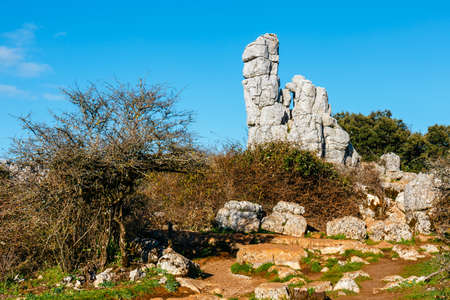 Karst landscape in El Torcal de Antequera natural park, Andalusia, Spainの写真素材